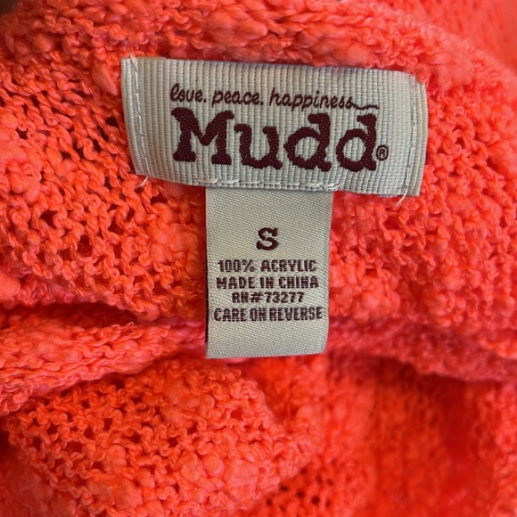 MUDD Y2K SLUB KNIT OVERSIZED V NECK SWEATER NEON CORAL ORANGE SIZE SMALL - Picture 8 of 12